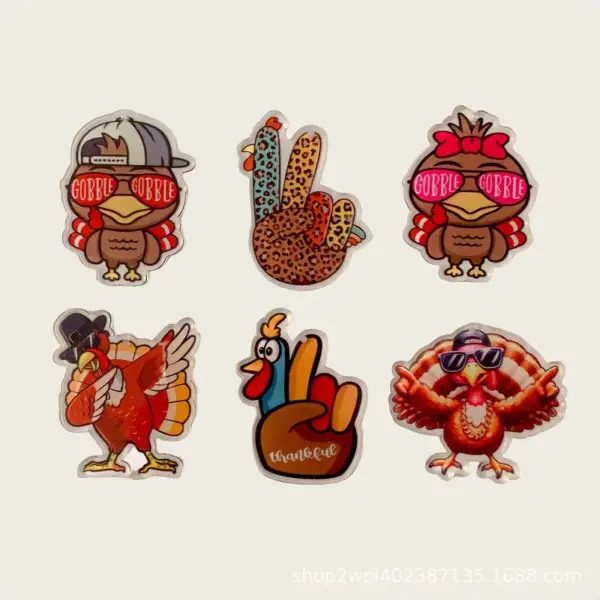 Wholesale Acrylic Thanksgiving Turkey Ear Jewelry Accessories DIY Earring Pendants Mobile Phone Case Charms Animal Zodiac Pattern