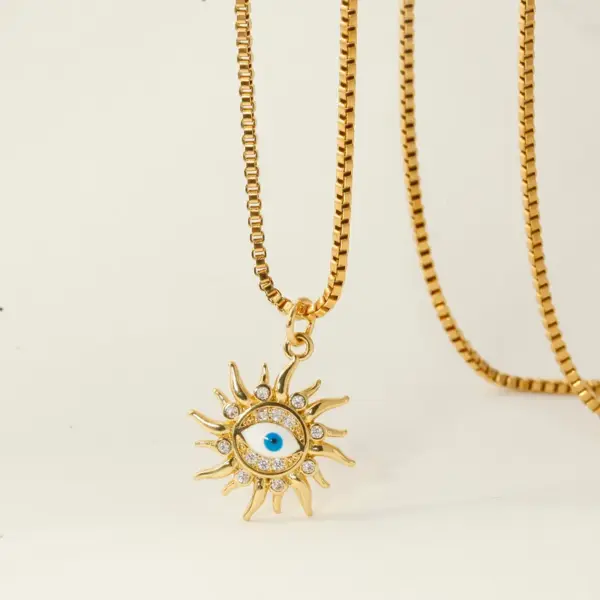 Wholesale Heart Shape Enamel Pendant Necklace For Women In 304 Stainless Steel With 14K Gold Plated PVD And Zircon, Box Chain