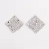 Wholesale Fashion 925 Silver Pin Inlaid Diamond French Earrings Crystal Rhombus Design Rose Gold