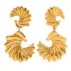 Wholesale PVD Coated Real Gold Plated 18K Gold Geometric Wings 304 Stainless Steel Classic Style Waterproof Non Tarnish Drop Earrings