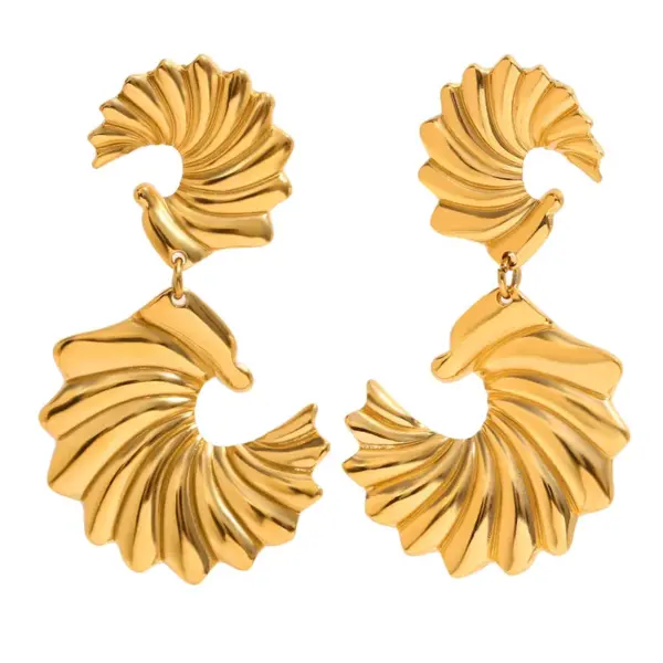 Wholesale PVD Coated Real Gold Plated 18K Gold Geometric Wings 304 Stainless Steel Classic Style Waterproof Non Tarnish Drop Earrings