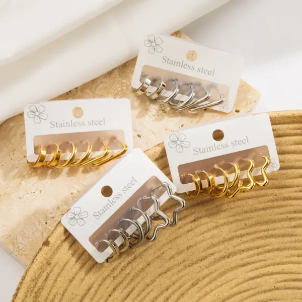 Wholesale 304 Stainless Steel Solid Color PVD Coated Golden Plated Casual Elegant Earrings