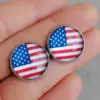 Wholesale American Flag Stud Earrings Featuring Glass Material In Simple Style