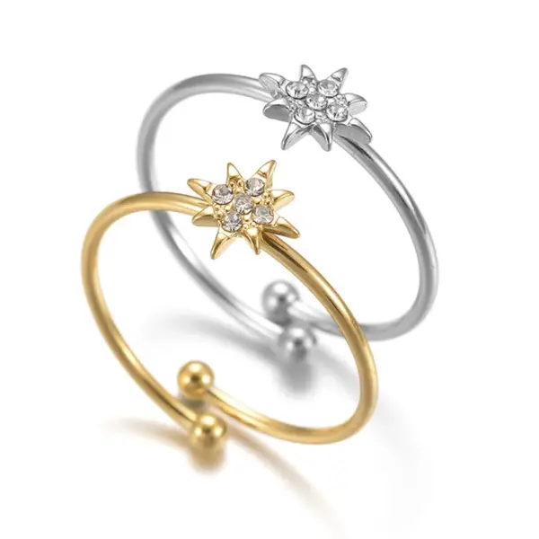 Wholesale PVD Coated Real Gold Plated 18K Solid Color 304 Stainless Steel Ball 201 Elegant Simple Style Commute Waterproof Non Tarnish Open Ring