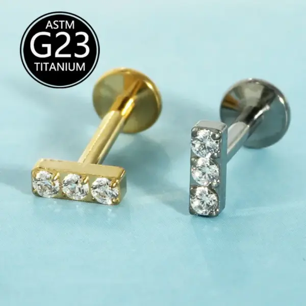 oly-5e2ec99b6a7fc538a0214605871e5662 Wholesale Simplified Daily Titanium Inner Thread Lip Nails Zircon Embedded Ear Studs Piercing Jewelry Fashionable Elegant Geometry Pattern