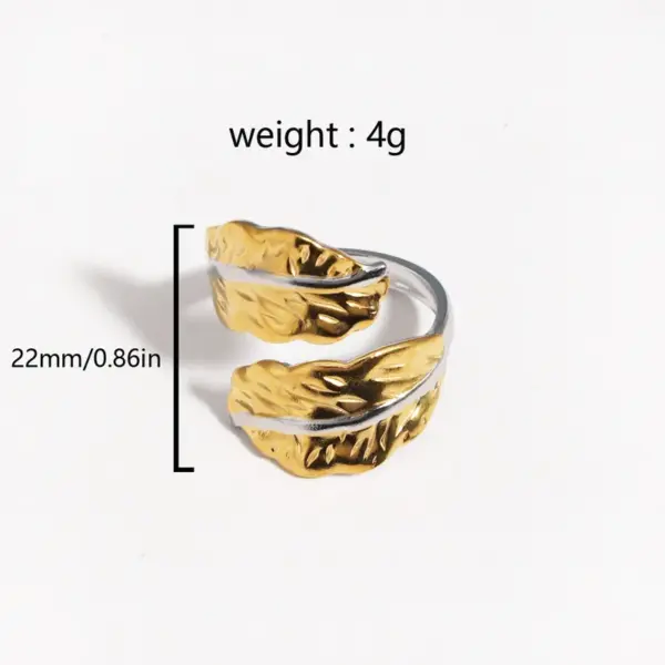 Wholesale Stainless Steel Adjustable Rings Unisex Open Leaf Ring Rustproof Vintage Finger Ring Men Women Suitable For All Seasons