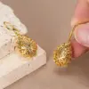 Wholesale Three-dimensional Geometric Drop Earrings For Women In Copper With KC Golden Water Plating And 0.03µm Thickness