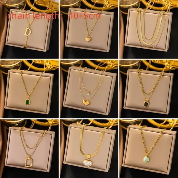 Wholesale PVD Coated Real Gold Plated 18K Gold U Shape Heart Shape 304 Stainless Steel Simple Style Waterproof Non Tarnish 304 Stainless Steel Lobster Trigger Clasp Closure Pendant Necklace