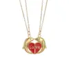 Wholesale Sweet Couple Necklaces For Valentine’s Day Featuring Heart Shape Design In Titanium Steel, 1 Pair, Golden