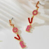 Wholesale Pink Dropping Oil Love English Letter Earrings Fashion Geometric Long Valentine's Day Love Earrings Earrings
