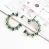 Wholesale Handmade Trillion-cut Marine Style Stud Earrings For Women In Golden Plated Zinc Alloy With Resin Inlay