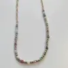 Wholesale 18K Gold Plated Colorful Beads 304 Stainless Steel Vacuum Electroplated Geometric Waterproof Non-Fading Hypoallergenic Bead Chain Necklace Unisex
