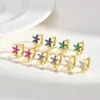 Wholesale Imitation Gold Plated Copper Water Plated Zircon Flower Butterfly Bow Claw Inlaid Hoop Earrings For Women