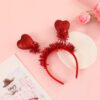 oly-5e6283f48eba888af06f52f82743f8e2 Wholesale Valentine's Day Heart Shaped Love Glitter Hair Hoop Red Three-dimensional Love Foam Party Heart Sequin Headband