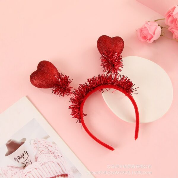 oly-5e6283f48eba888af06f52f82743f8e2 Wholesale Valentine's Day Heart Shaped Love Glitter Hair Hoop Red Three-dimensional Love Foam Party Heart Sequin Headband