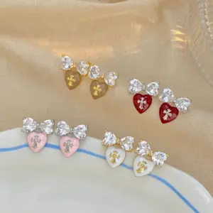 Wholesale Fashionable Mini Heart Butterfly Knot Cross Earrings Personality Sweet Cool Style Copper Material Star Pattern Jewelry Accessories