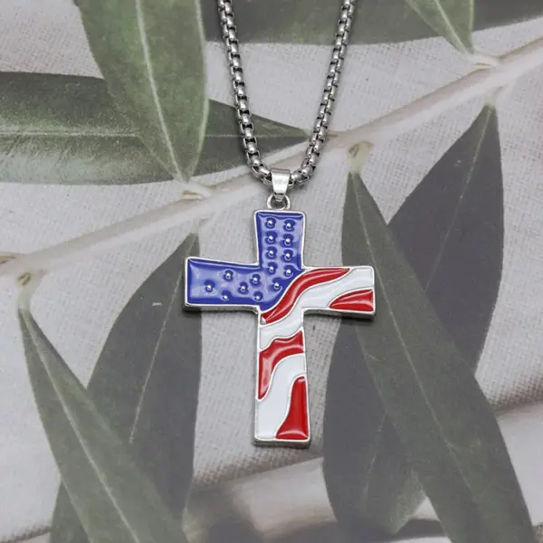 Wholesale American Flag Enamel Necklace In Alloy, Unisex Design With Sweet Style