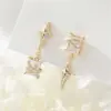 Wholesale Starfish Stud Earrings For Women In Copper With Electroplated Gold Plating And Zircon Inlay