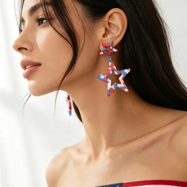 Wholesale Bohemian Asymmetrical Geometric Earrings For Women In Golden Plated Acetic Acid Sheets