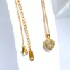 Wholesale Cute Sweet Heart Shape Titanium Steel Copper Plating Inlay Zircon Pendant Necklace