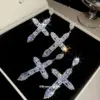 Wholesale Gold Cross Drop Earrings For Women Featuring Copper Material And 304 Stainless Steel Ear Pins With Zircon Inlay