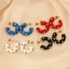 Wholesale Vacuum Electroplating (In Furnace) 304 Stainless Steel C-shaped Oil Drop Earrings Ladies Elegant Small Embedded Zircon Korean Style Popular Ear Jewelry