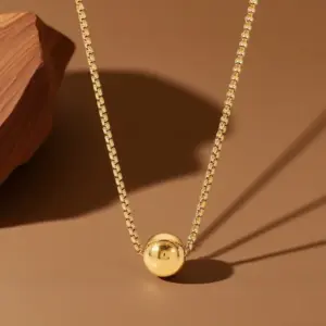 X0617-Pull Ball-Necklace- Gold