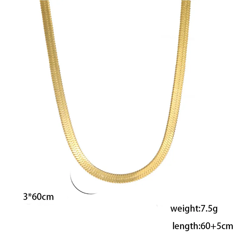 Wholesale Ion Plating (IP) 18K Gold Plated Chain Necklace 304 Stainless Steel IG Style Original Design Basic Waterproof Non Tarnish 304 Stainless Steel Lobster Trigger Clasp Closure Layered Necklaces Sweater Chain Long Necklace - Gold, 3mm wide, 60 5cm Long