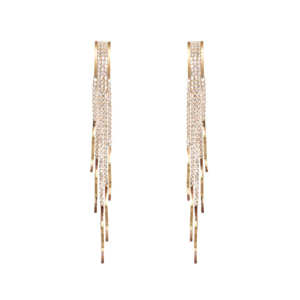 Wholesale Korean version of diamond-encrusted fairy earrings fashion high-end wholesale net red temperament super fairy tassel face thin earrings exaggerated