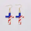Wholesale Independence Day Star Alloy Earrings Festival Jewelry Heart Shaped USA Flag Design Women's Fashion Accessories