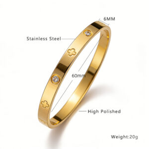 6mm [four diamonds and six flowers] gold women's inner diameter 50x60mm