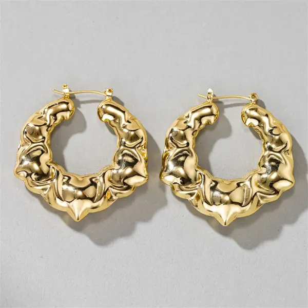 Wholesale Three-dimensional Geometric Earrings For Women In Copper With KC Golden Plated Water Plating And 0.03µm Thickness