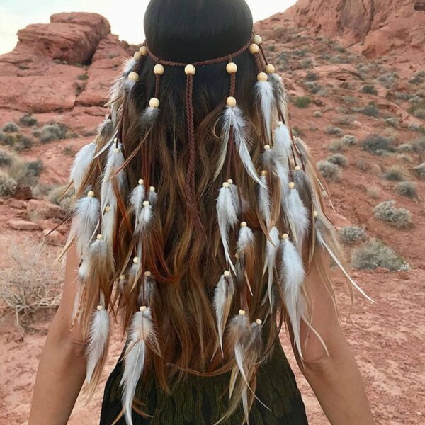 Wholesale Bohemian long feather headband feather hair accessories horse racing long shawl