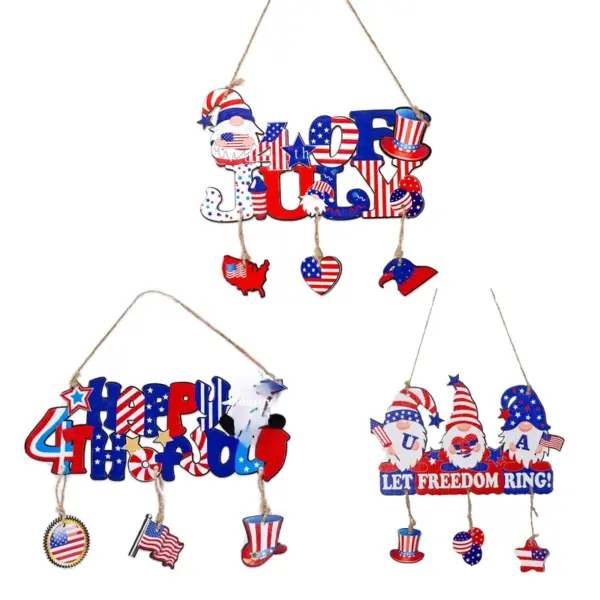 Wholesale 4th Of July Independence Day Wooden Pendant Decoration American National Day Scene Festive Atmosphere Decoration Wooden Sign Pendant