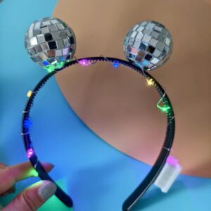 Wholesale New Explosive Disco Mirror Ball Hair Band Disco Ball silver LED Luminous Hair Band Disco Luminous Hair Band