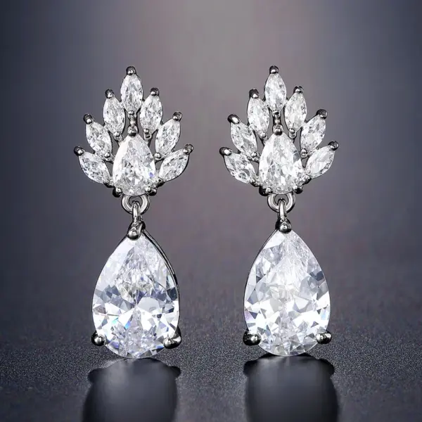 Wholesale RAKOL New Copper Inlaid AAA Grade Waterdrop Zircon Earrings Women Elegant Bride Wedding Dress Accessory Luxury Style