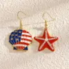 Wholesale Unisex Jewelry Set With Starfish Pattern, KC Golden Plated 0.03µm Finish, Artificial Rhinestones, Enamel, Beaded Chain