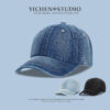 Wholesale Denim Blue Baseball Cap Hip-Hop Visor Hat Dome Breathable Sun Protection Adult Hat for Men and Women with Wide Brim Hip-Hop Trend