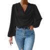 oly-5f07fb48293e736abe0d11e8b91e3acb Wholesale Chiffon Long-Sleeved Shirt Loose Drape V-Neck Top T-Shirt for Women
