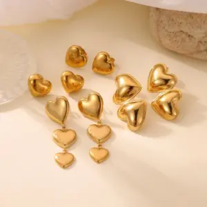 Wholesale 1 Pair Elegant Heart Shape Plating 304 Stainless Steel Drop Earrings