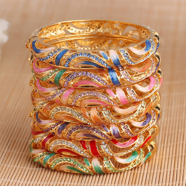 oly-5f19d8cffcac067633a7f8d0980a5cf2 Wholesale Authentic Cloisonne Retro Diamond Bracelet Ethnic Style Green Crystal Simple Jewelry Manufacturer Popular Direct Sales