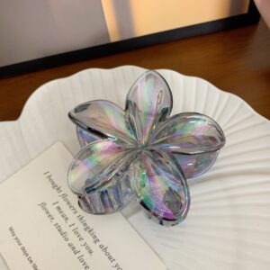 24#Transparent plumeria clip-grey
