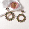 oly-5f393f2ec3cd0174af1d35df681f8616 Wholesale Carnival Simple Fashion Alloy Full Diamond Geometric Flower Flower Earrings Exquisite High-end Women