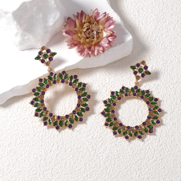 oly-5f393f2ec3cd0174af1d35df681f8616 Wholesale Carnival Simple Fashion Alloy Full Diamond Geometric Flower Flower Earrings Exquisite High-end Women
