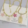 Wholesale Jewelry Simple Style Classic Style Cross Heart Shape Flower Copper Zircon 18K Gold Plated Inlay Ball Chain Multi Charms Necklace