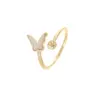 Wholesale Unisex Adjustable Butterfly Ring In Electroplated Copper With Shell Inlay