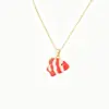 Wholesale Women’s Fish Pendant Necklace With Inlay Artificial Rhinestones, 18K Real Gold Plated Copper, Water Plating On Cable Chain