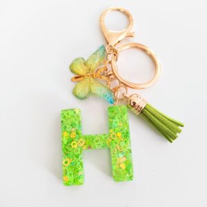 Green letter key chain pendant-H