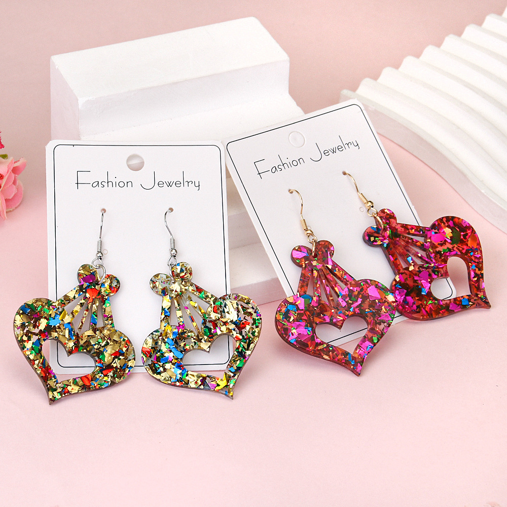 Wholesale Cross-border New Love Series Earrings Sweet Romantic Colorful Shiny Love Creative Earrings Valentine's Day Gift