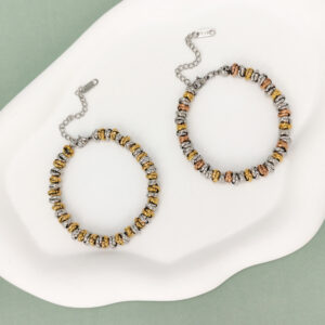 oly-5f53751bcdc6994cb4158612ae3d965a Wholesale Cross-border European and American Fashion Women's Titanium Steel Bracelet Beaded High-end Light Luxury Circle Ring-linked Color-free Jewelry